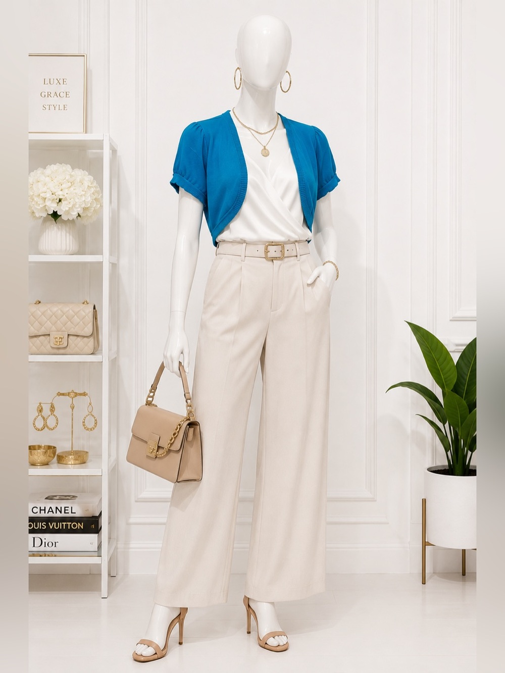 Dots Teal Cropped Bolero Shrug